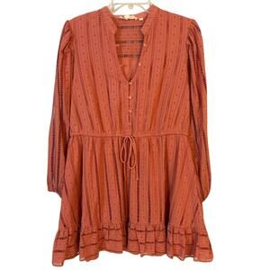 Anthropologie Forever That Girl Eyelet Long Sleeve‎ Mini Dress Size Medium